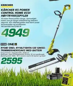Coop Byggmix RYOBI ONE+ RY18LT18HTA-120 GRESSTRIMMER/HEKKSAKS MED BATTERI tilbud