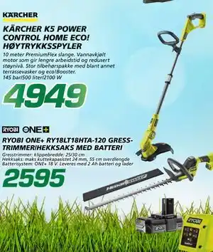 RYOBI ONE+ RY18LT18HTA-120 GRESSTRIMMER/HEKKSAKS MED BATTERI