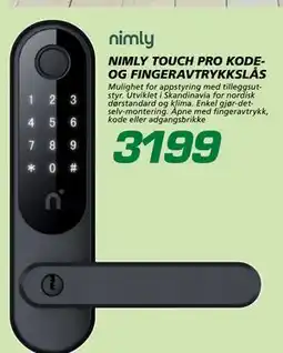 Coop Byggmix NIMLY TOUCH PRO KODE- OG FINGERAVTRYKKSLÅS tilbud