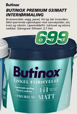 Coop Byggmix BUTINOX PREMIUM 03/MATT INTERIØRMALING tilbud