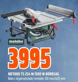 Obs Bygg METABO TS 254 M 1500 W BORDSAG tilbud