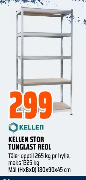 Obs Bygg KELLEN STOR TUNGLAST REOL tilbud