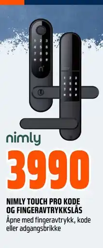 Obs Bygg NIMLY TOUCH PRO KODE OG FINGERAVTRYKKSLÅS tilbud