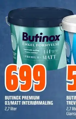 Obs Bygg BUTINOX PREMIUM 03/MATT INTERIØRMALING tilbud