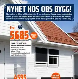 Obs Bygg KOMPLETT ZIP SCREEN (PRISEKSEMPEL INKLUDERT) tilbud