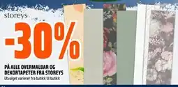 Obs Bygg 30% PÅ ALLE OVERMALBAR OG DEKORTAPETER FRA STOREYS tilbud