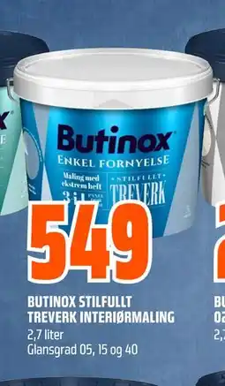Obs Bygg BUTINOX STILFULLT TREVERK INTERIØRMALING tilbud