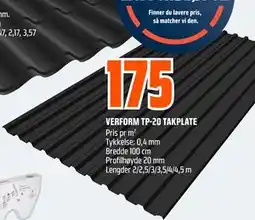Obs Bygg VERFORM TP-20 TAKPLATE tilbud