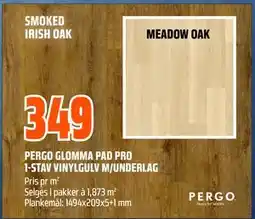 Obs Bygg PERGO GLOMMA PAD PRO 1-STAV VINYLGULV M/UNDERLAG tilbud