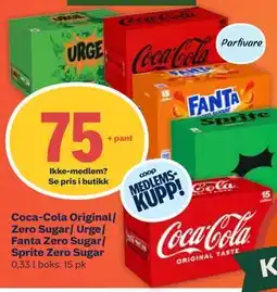 Coop Mega Coca-Cola Original/ Zero Sugar/ Urge/ Fanta Zero Sugar/ Sprite Zero Sugar, Medlemspris tilbud