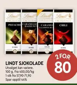 Coop Mega LINDT SJOKOLADE tilbud