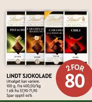 Coop Mega LINDT SJOKOLADE tilbud