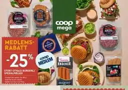 Coop Mega STORT UTVALG BURGERE/ SPESIALPØLSER tilbud