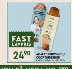 Coop Mega AMALIES GROVBRØD/ COOP TINDEBRØD tilbud
