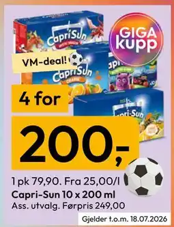 Gigaboks Capri Sun 10 x 200 ml tilbud