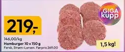 Gigaboks Hamburger 10 x 150 g tilbud