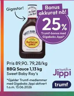 Gigaboks BBQ Sauce 1,13 kg tilbud