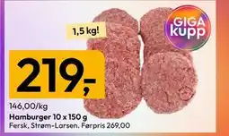 Gigaboks Hamburger 10 x 150 g tilbud