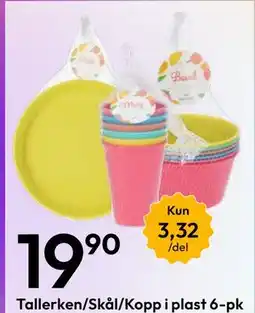 Gigaboks Tallerken/Skål/Kopp i plast 6-pk tilbud