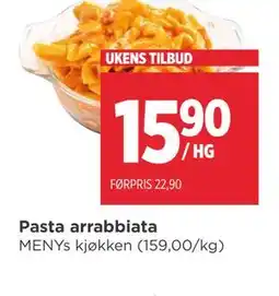 Meny Pasta arrabbiata tilbud