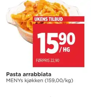 Meny Pasta arrabbiata tilbud