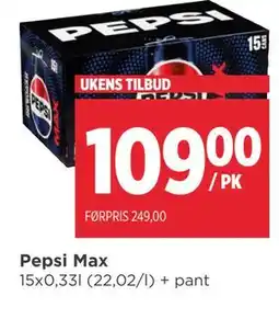 Meny Pepsi Max tilbud
