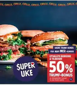 Meny Utvalgte burgere & tilbehør tilbud