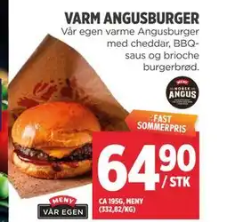 Meny VARM ANGUSBURGER tilbud