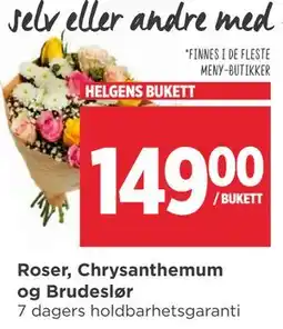 Meny Roser, Chrysanthemum og Brudeslør tilbud