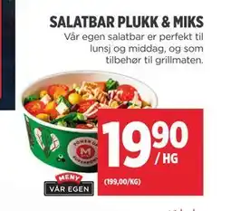 Meny SALATBAR PLUKK & MIKS tilbud