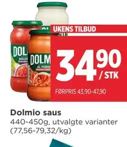 Meny Dolmio saus tilbud