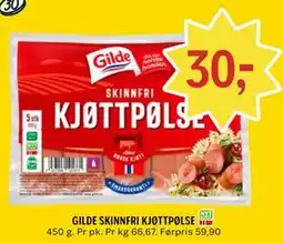 Coop Prix GILDE SKINNFRI KJØTTPØLSE tilbud