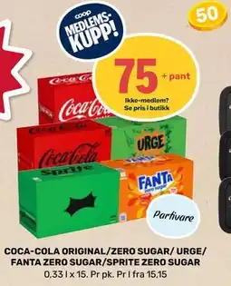 Matkroken COCA-COLA ORIGINAL/ZERO SUGAR/ URGE/ FANTA ZERO SUGAR/SPRITE ZERO SUGAR, Medlemspris tilbud