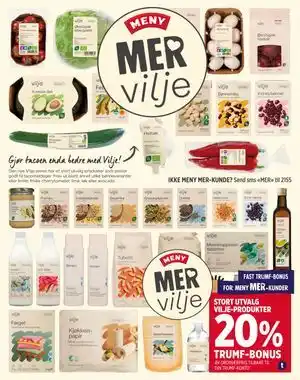 Meny STORT UTVALG Vilje-produkter tilbud