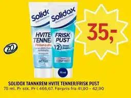Coop Prix SOLIDOX TANNKREM HVITE TENNER/FRISK PUST tilbud