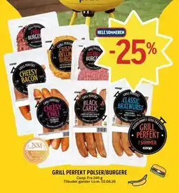 Coop Prix GRILL PERFEKT PØLSER/BURGERE tilbud