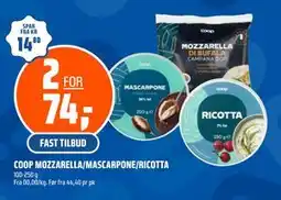 Coop Obs COOP MOZZARELLA/MASCARPONE/RICOTTA tilbud