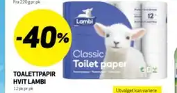 Bunnpris TOALETTPAPIR HVIT LAMBI tilbud