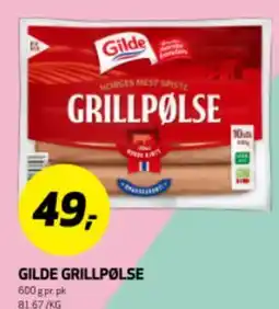 Bunnpris GILDE GRILLPØLSE tilbud