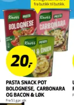 Bunnpris PASTA SNACK POT BOLOGNESE, CARBONARA OG BACON & LØK tilbud