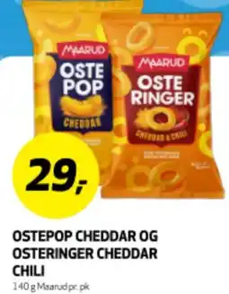 Bunnpris OSTEPOP CHEDDAR OG OSTERINGER CHEDDAR CHILI tilbud