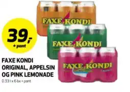 Bunnpris FAXE KONDI ORIGINAL, APPELSIN OG PINK LEMONADE tilbud