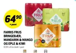 Bunnpris FARRIS FRUS BRINGEBÆR, MANDARIN & MANGO OG EPLE & KIWI tilbud
