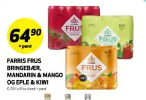 Bunnpris FARRIS FRUS BRINGEBÆR, MANDARIN & MANGO OG EPLE & KIWI tilbud