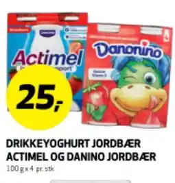 Bunnpris DRIKKEYOGHURT JORDBÆR ACTIMEL OG DANINO JORDBÆR tilbud