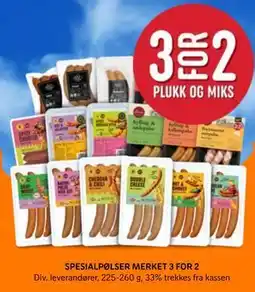 Rema 1000 SPESIALPØLSER MERKET 3 FOR 2 tilbud