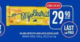 Rema 1000 MJØLKERUTA MELKESJOKOLADE tilbud