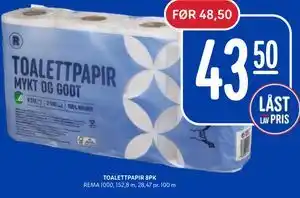 Rema 1000 TOALETTPAPIR 8PK tilbud