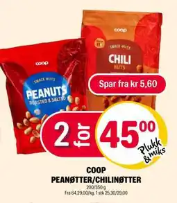 Coop Extra COOP PEANØTTER/CHILINØTTER tilbud