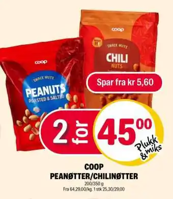 Coop Extra COOP PEANØTTER/CHILINØTTER tilbud